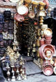 Variety of metal wares in Katmandu. Nepal.