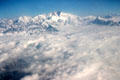 Himalayas stick out of clouds. Nepal.