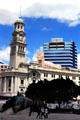 Town Hall on Aotea Square with MLC building & highrises. Auckland, New Zealand.