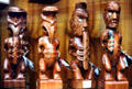 Maori wood carvings in Rotorua. New Zealand.