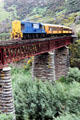 Taieri Gorge Rail Road crossing over girder bridge. New Zealand