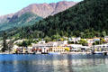 Ferry docks at scenic lake town of Queenstown. New Zealand