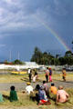 Rainbow over spectators at Mount Hagen airport. Papua New Guinea.