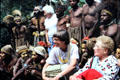 Visitors meet Chimbu villagers. Papua New Guinea.