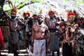 Native dress of residents of village performing courtship ritual. Papua New Guinea.