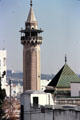 Mosque of Hammouda Pacha & green-roofed Zaoula Mausoleum. Tunis, Tunisia.