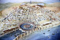 Painting of Carthage harbor & town in Roman times at Carthage Museum. Tunis, Tunisia