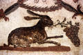 Roman mosaic tile floor detail of rabbit eating grapes at Sousse Archeological Museum. Sousse, Tunisia.