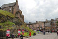 Curve of heritage buildings line road to top of Edinburgh Castle. Edinburgh, Scotland.