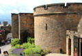 Crenellated round tower at Edinburgh Castle. Edinburgh, Scotland.
