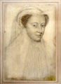 Copy of drawing of Mary Queen of Scots after François Clouet in royal apartments at Edinburgh Castle. Edinburgh, Scotland.