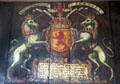 Coat of arms of King James VI & I painting by John Anderson in king's birth chamber in royal apartments at Edinburgh Castle. Edinburgh, Scotland.