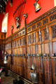 Carved walls & armor collection in Great Hall at Edinburgh Castle. Edinburgh, Scotland.