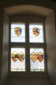 Stained glass windows in Great Hall at Edinburgh Castle. Edinburgh, Scotland.