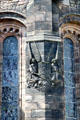 Carved angels holding Scottish lion at Scottish National War Memorial. Edinburgh, Scotland.