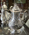 Silver Rococo coffee pot by James Gilsland of Edinburgh at Museum of Edinburgh. Edinburgh, Scotland.