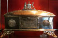 Silver freedom casket given to James Barrie, author of Peter Pan by Hamilton & Inches of Edinburgh at Museum of Edinburgh. Edinburgh, Scotland.
