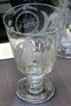 Glass goblet engraved with Edinburgh coat of arms by unknown at Museum of Edinburgh. Edinburgh, Scotland.