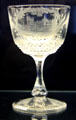 Glass goblet engraved with Balmoral Castle from Victorian era at Museum of Edinburgh. Edinburgh, Scotland.