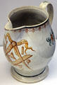 Creamware jug with Masonic emblem attrib. East Coast Potteries at Museum of Edinburgh. Edinburgh, Scotland.
