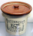 Stoneware Buttercup Dairy Co. covered vat by A.W. Buchnan of Portobello, Scotland at Museum of Edinburgh. Edinburgh, Scotland.