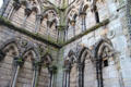 Holyrood Abbey wall with carved faces. Edinburgh, Scotland.