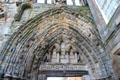 Gothic arch with row of saints at Holyrood Abbey. Edinburgh, Scotland.
