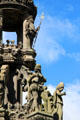 Soldier, flute player & woman on Holyrood Palace fountain. Edinburgh, Scotland.