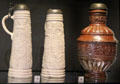 Stoneware tankards from Germany at National Museum of Scotland. Edinburgh, Scotland.