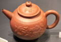 Red stoneware teapot after Chinese design by Jacobus de Caluwe of Delft at National Museum of Scotland. Edinburgh, Scotland.