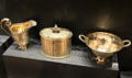 Silver gilt tea service from London at National Museum of Scotland. Edinburgh, Scotland.