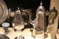 Silver hot milk jug & coffee pot by Colin MacKenzie of Edinburgh at National Museum of Scotland. Edinburgh, Scotland.