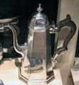 Earliest-known Scottish silver coffee pot by Colin MacKenzie of Edinburgh at National Museum of Scotland. Edinburgh, Scotland.