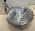 Silver scallop shell basket by William Dempster of Edinburgh at National Museum of Scotland. Edinburgh, Scotland.