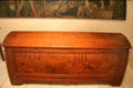 Oak rug chest from Arts & Crafts Exhibition by Sir Robert Lorimer at National Museum of Scotland. Edinburgh, Scotland.