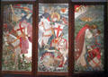 Red Crosse Knight embroidered panels by Phoebe Anna Traquair at National Museum of Scotland. Edinburgh, Scotland.