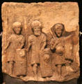 Stone slab carved with Roman soldiers as seen by native Scots at National Museum of Scotland. Edinburgh, Scotland.