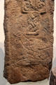 Pictish stone carved with bird & fish at National Museum of Scotland. Edinburgh, Scotland.