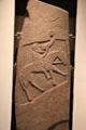 Carved Pictish stone with drunk warrior on horse from Bullion at National Museum of Scotland. Edinburgh, Scotland.
