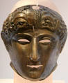 Roman cavalry bronze face mask from Newstead at National Museum of Scotland. Edinburgh, Scotland.