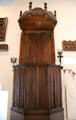 Carved oak pulpit from Parton Kirk of Kirkcudbright at National Museum of Scotland. Edinburgh, Scotland.