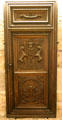 Carved oak door with arms of Scotland & initials of King James VI at National Museum of Scotland. Edinburgh, Scotland.