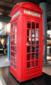 British red telephone box at National Museum of Scotland. Edinburgh, Scotland.