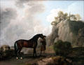 Marquess of Rockingham's Arabian Stallion led by Groom at Creswell Crags painting by George Stubbs at National Gallery of Scotland. Edinburgh, Scotland.