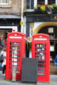 Red phone booths on Royal Mile. Edinburgh, Scotland.