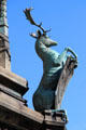 Stag with shield on Duke of Buccleuch statue. Edinburgh, Scotland