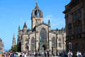 St Giles Cathedral topped by typical Scottish crown steeple. Edinburgh, Scotland.