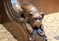 Carved dog in Thistle Chapel at St Giles Cathedral. Edinburgh, Scotland.