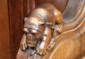 Carved bear in muzzle in Thistle Chapel at St Giles Cathedral. Edinburgh, Scotland.