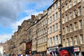 High Street row of heritage tenements & shops around Anchor Close. Edinburgh, Scotland.